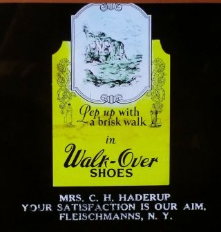 Walk - Over Shoes Advertisement,  Fleischmanns,  York,  Magic Lantern Glass Slide
