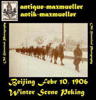 China Photo Beijing Street Winter Scene Peking - Orig.  ≈ Febr 10,  1906