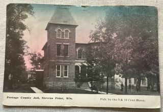 Portage County Jail Stevens Point Wisconsin Wi Vintage Postcard
