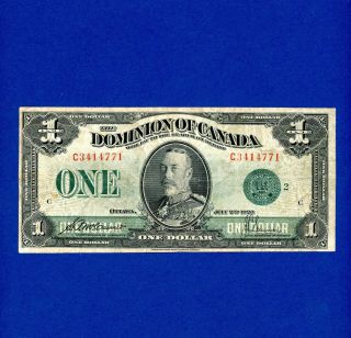 1923 $1 Dominion Of Canada (green Seal) Rare Crisp Higher Grade Large Note