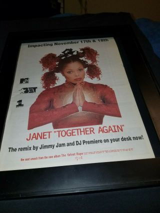 Janet Jackson Together Again Rare Radio Promo Poster Ad Framed