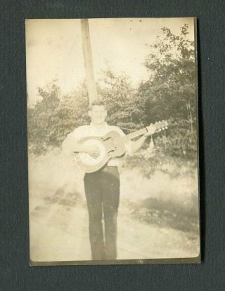 Man W/ Dobro Resonator Guitar Vintage Photo 462153