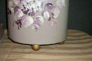 TOLE ROSES TRASH CAN WASTE BASKET TISSUE BOX FRENCH FARMHOUSE HP RARE COLORS 3