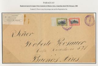 1908 Paraguay Front Of Classic Cover - Argentina,  Parcel Rare 20p Franking