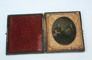 Vintage Victorian Era Ambrotype Family Of Siblings With Parents