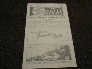 Notts County V Bradford City 1945/6 F.  A.  Cup 1st Round November 17th Rare