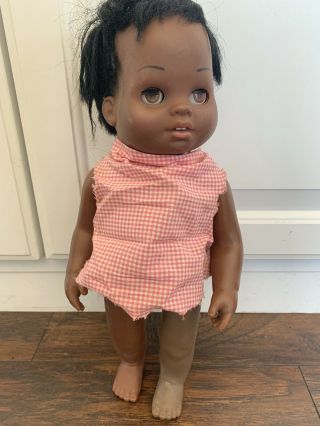 Vtg African American/black Tiny Chatty Baby 1962 Rare Doll