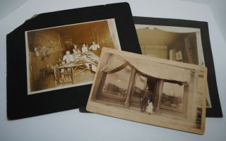 Three Antique Photographs Of Everyday Life And Work