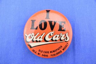 Vintage I Love Old Cars Button
