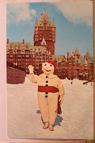 Canada Quebec Winter Carnival Ice Palace Bonhomme Carnaval Postcard Old Vintage