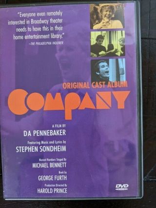 Company - Cast Album Dvd Out Of Print Rare Sondheim Documentary Oop