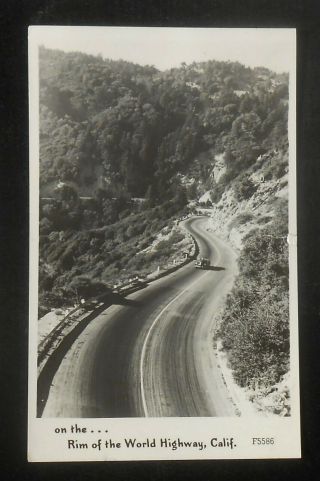 Rppc 1951 Rim Of The World Highway Old Car Frashers Foto Crestline Ca California