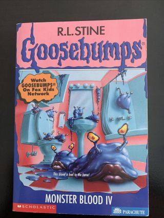 Monster Blood Iv Goosebumps 62 By Stine,  R.  L W/ Bookmark & Rare