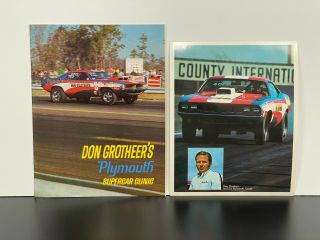 Rare Vintage Don Grotheer Plymouth 426 Hemi Cuda Drag Racing Program