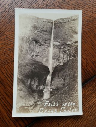 Vintage Postcard " Falls " In The Grand Coulee Wa Rppc