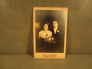 Edwardian Antique Cabinet Card Wedding Photo Of Couple