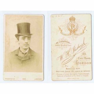 Cdv Young Man In A Top Hat Carte De Visite Photograph By Prestwich Of London