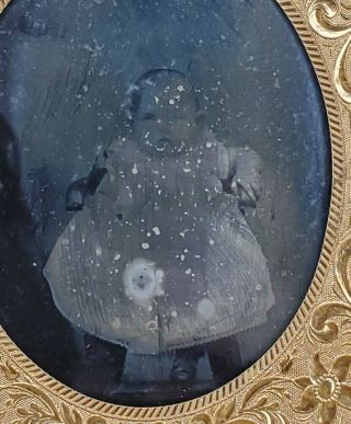 Antique Plate Daguerreotype Post Mortem Photo Deceased Baby Sitting Posistion