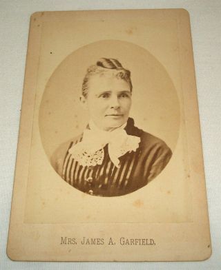 Antique Cabinet Card Photo Mrs.  James A Garfield President Vintage Photograph