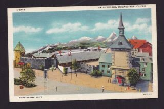Old Vintage Postcard Of Swiss Village 1933 Chicago World 