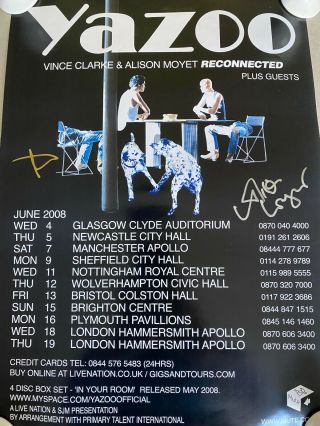Rare Yazoo Fully Signed Tour Poster Alison Moyet Vince Clarke From 2008