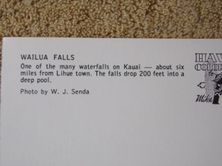 Vintage Postcard Wailua Falls Kauai,  Hawaii 3