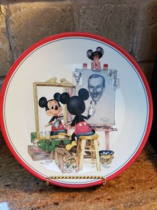 Disney Rare Collectible Plate Mickey Mouse Self Portrait By Charles Boyer