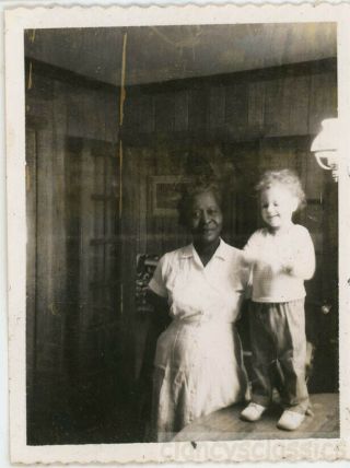 1956 African American Black Woman W White Girl Debbie & Mom Polaroid
