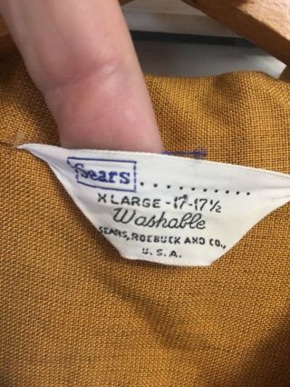Vtg 1940 - 50 ' s Very Rare Sears Washable Wool Selvedge Rockabilly Shirt USA XL 3
