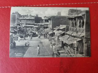 Native Town,  Street Scene,  Karachi,  India 1928.  Vintage Real Photo Postcard