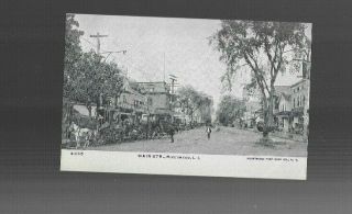 Vintage Postcard Bw Main Street Riverhead Long Island Ny 1900s Delivery Wagons