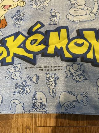 Vintage Rare Pokemon Blanket 1998 90s Nintendo Video Game TV Cartoon 88 X 60 2
