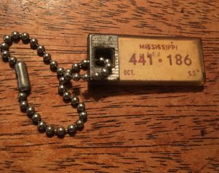 Vintage Dav 1953 Mississippi Mini License Plate Key Chain Tag Fob Keychain Rare