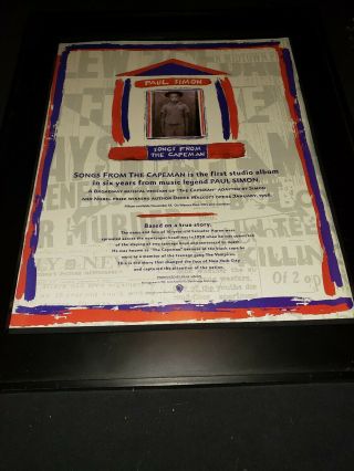 Paul Simon Songs From The Capeman Rare Promo Poster Ad Framed