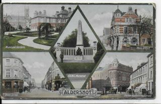 Rare Vintage Postcard,  5 Early Views Of Aldershot,  Hampshire,  1919