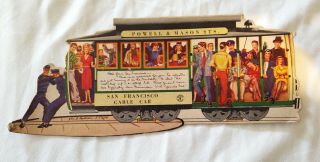 Vintage 1952 San Francisco Cable Car Die Cut Post Card Postcard