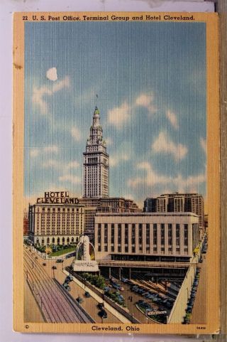 Ohio Oh Cleveland Hotel Us Post Office Terminal Group Postcard Old Vintage Card