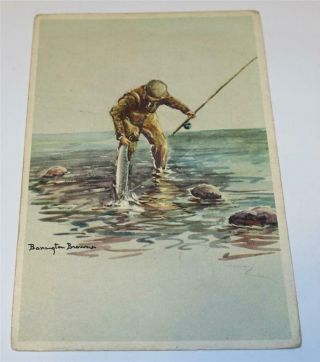 Vintage Fishing Postcard Barrington Browne Tailing A Fish 2359