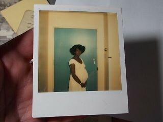 Vint Polaroid Photo,  Young Black African American Pregnant Woman