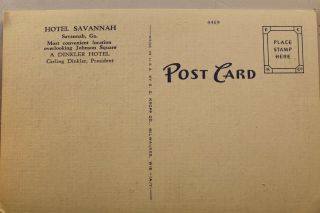 Georgia GA Savannah Hotel Airplane Postcard Old Vintage Card View Standard Post 2