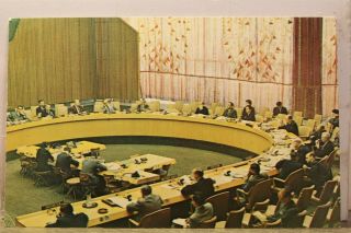 United Nations Un Economic Social Council Chamber Headquarters Postcard Old View