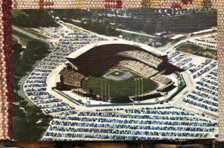 Vintage Milwaukee County Stadium Linen Postcard 1950s