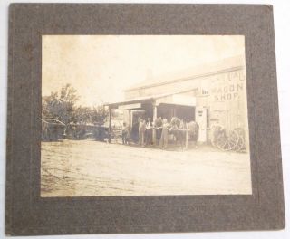 1880s Cabinet Photo Of Dothage & Huenefeld Horse Carriage,  Wagon Blacksmith Shop
