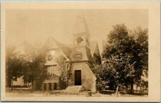 Vintage 1910s Burlingame Kansas Rppc Photo Postcard " First Presbyterian Church "