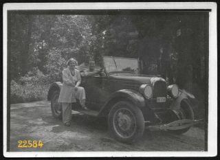 Couple W Whippet Convertible Car,  Budapest,  Hungary,  Vintage Photograph,  1930 