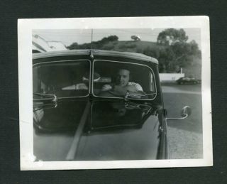 1940 Ford Convertible Car & Man In Window Vintage Photo 455114