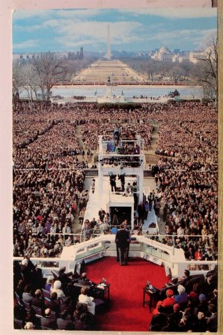 President Ronald Reagan Inaugural Address Washington Monument Postcard Old View