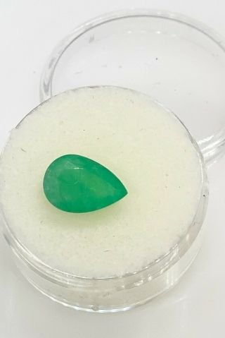 Rare $3000 2.  27ct Pear Cut Colombian Emerald Loose Gem