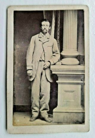 1860`s Antique United States Entertainer Photo With 1863 3 Cents Stamp On Back