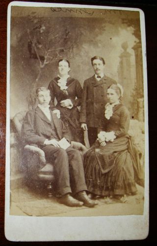 Antique Cdv Photo Portrait Of 2 Lovely Young Couples Peterboro 